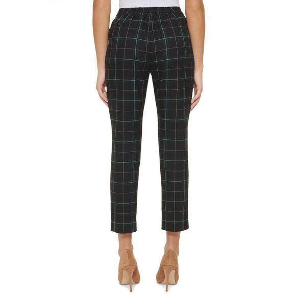 NWT Tommy Hilfiger Plaid Leg Mid Rise Trousers H1NPZ43D 4 Midnight Multi Blue - Picture 3 of 4